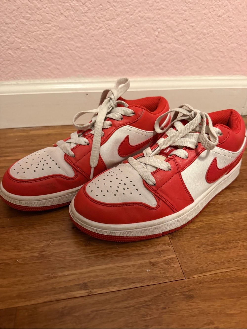 Nike Red and White Low-Top Sneakers
